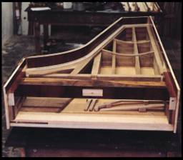 The world's first left-handed piano in its early stages of construction